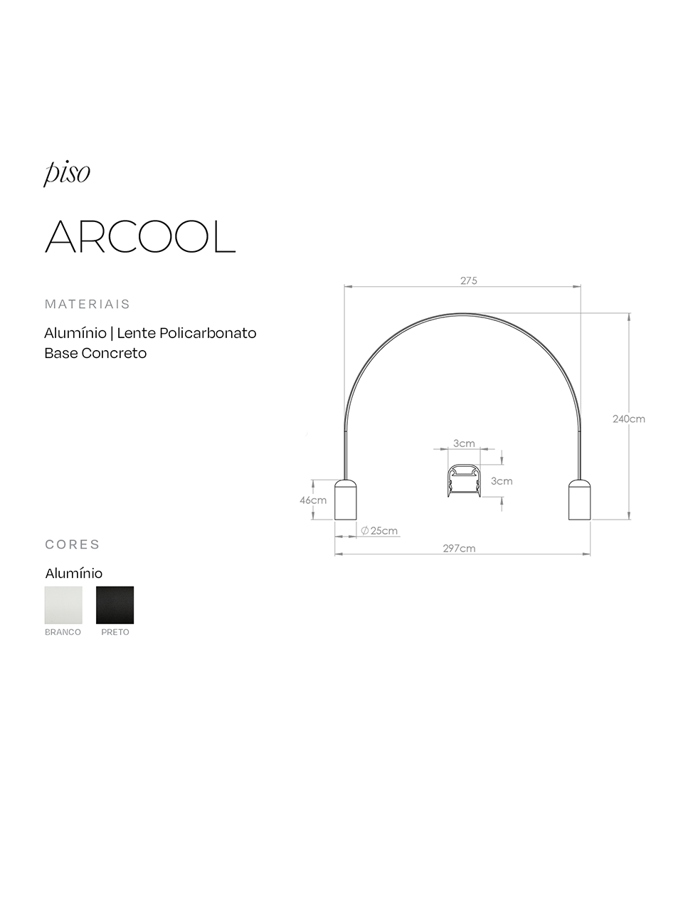 Lumin&aacute;ria de Ch&atilde;o Moderna Arco Grande LED 68W Bivolt